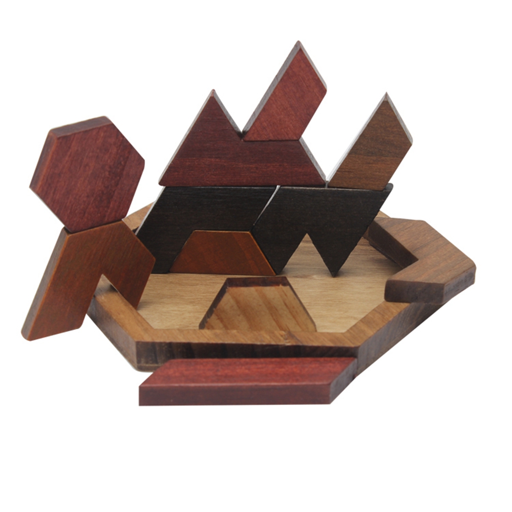 Funny Wooden Geometric Abnormality Shaped Puzzle Tangram Jigsaw Board 